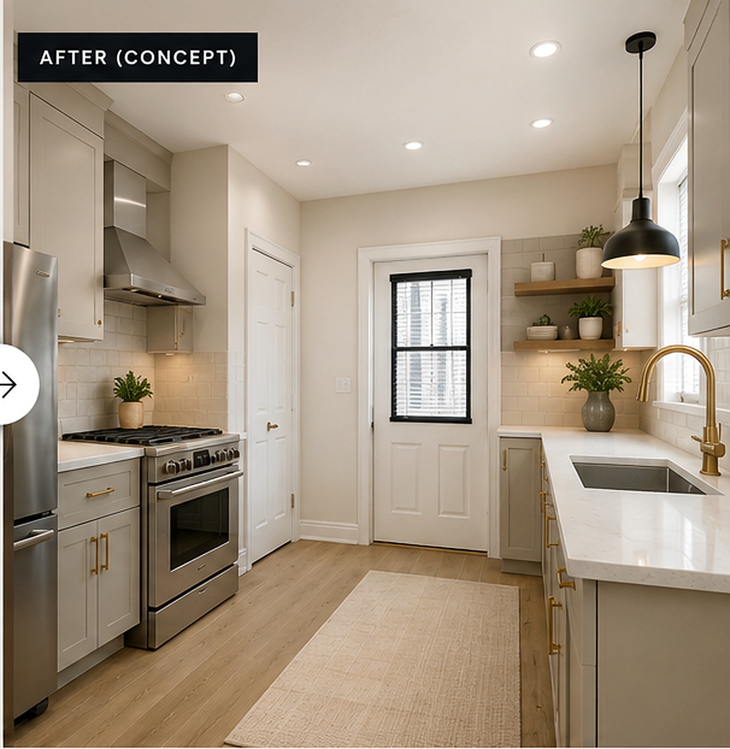 Warm modern kitchen renovation concept